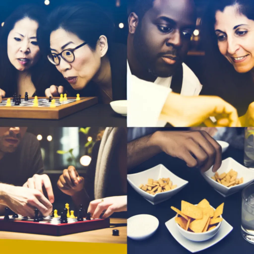 Uśmiechnięci goście grający wspólnie w gry planszowe i konsolowe podczas wieczoru w PLNextLevel