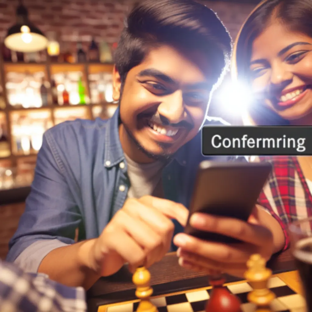 Grupa gości potwierdzająca rezerwację na telefonie