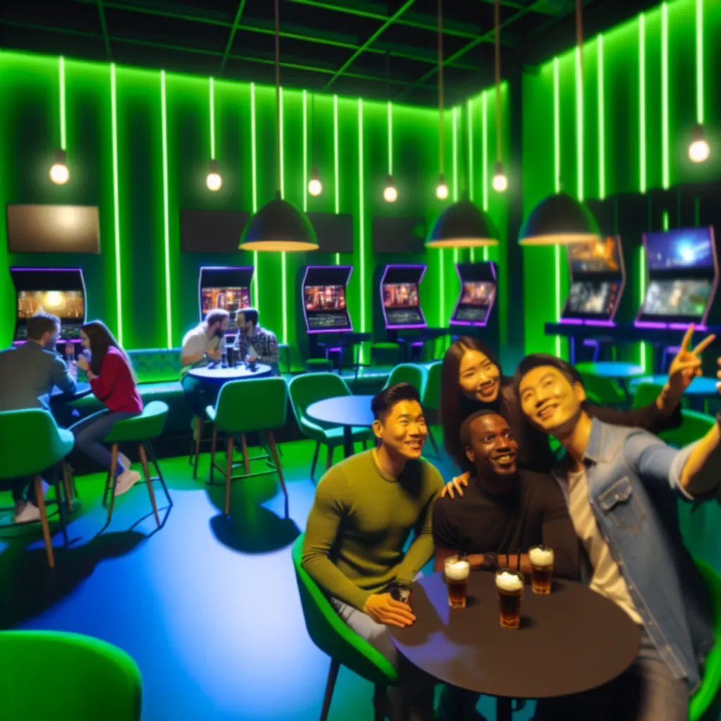 Goście PLNextLevel robią zdjęcia i nagrywają stories podczas grania i zabawy